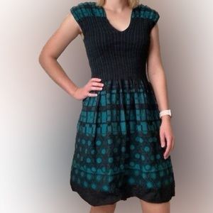 Studio M Teal Green and Black Fit and Flare Dress